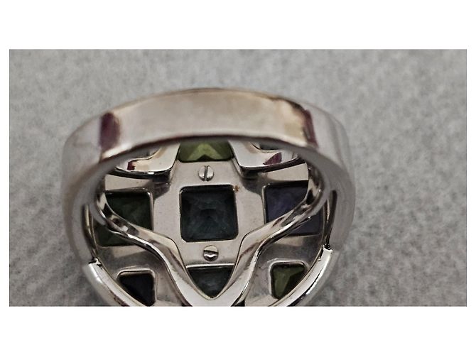 Anello Cartier Pasha in oro bianco e pietre preziose multicolore - vista 10