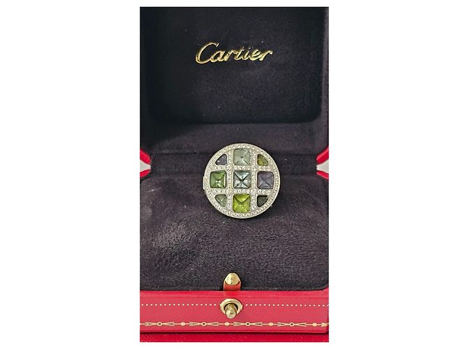 Anello Cartier Pasha in oro bianco e pietre preziose multicolore - vista 2