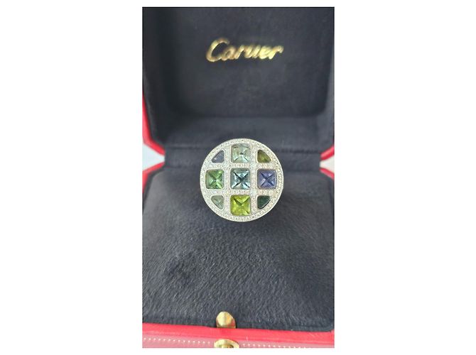 Anello Cartier Pasha in oro bianco e pietre preziose multicolore - vista 3