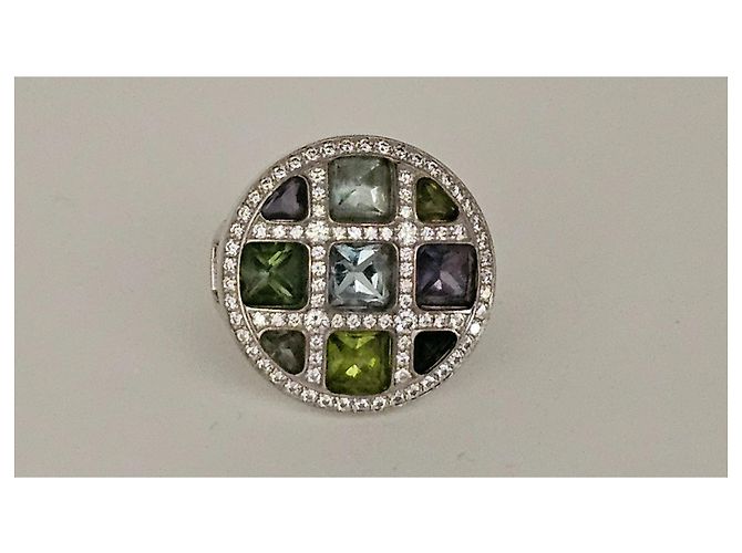 Anello Cartier Pasha in oro bianco e pietre preziose multicolore - vista 4