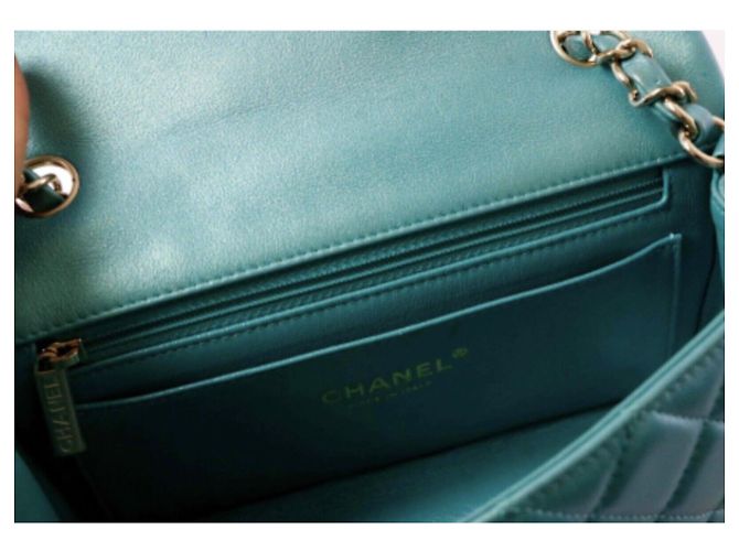 Chanel Mini Timeless Tasche Türkis - Ansicht 4