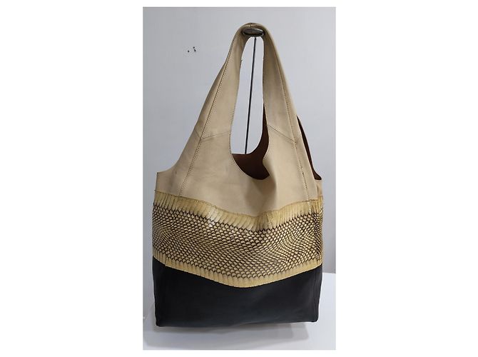 Borsa Céline nera e beige in pelle e pitone Nero - vista 10