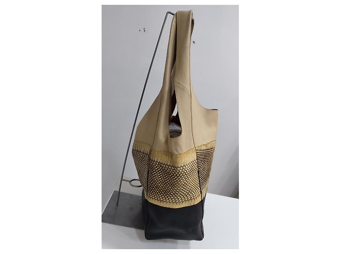 Borsa Céline nera e beige in pelle e pitone Nero - vista 2