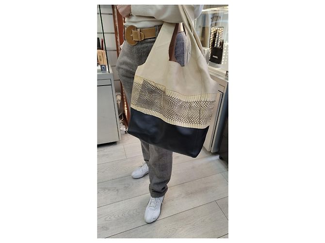 Borsa Céline nera e beige in pelle e pitone Nero - vista 3