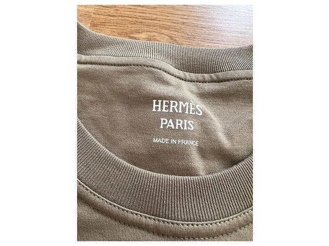 T-shirt Hermès Brodee in cotone Taupe - vista 3