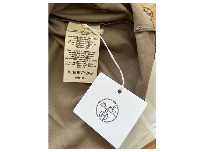 T-shirt Hermès Brodee in cotone Taupe - vista 4