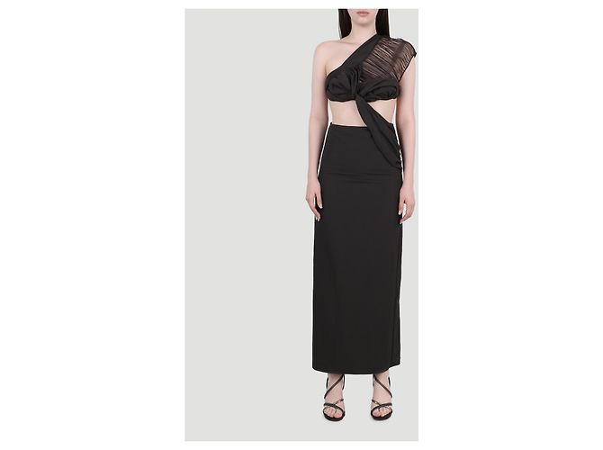 Autre Marque Vestido columna con flecos Christopher Esber Marrón Castaño - vista 2