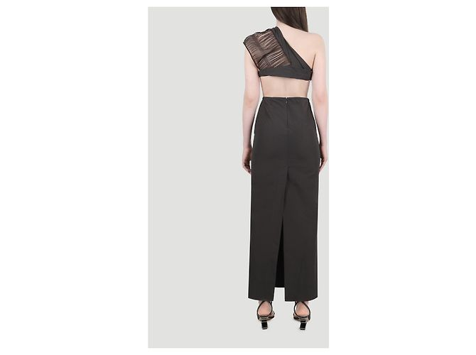 Autre Marque Vestido columna con flecos Christopher Esber Marrón Castaño - vista 3