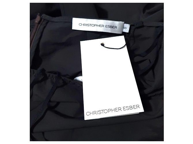 Autre Marque Vestido columna con flecos Christopher Esber Marrón Castaño - vista 5