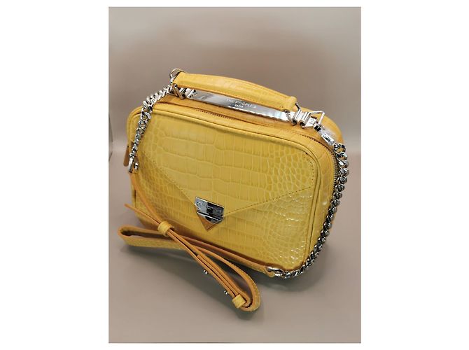 Borsa Barbara The Kooples in pelle gialla effetto coccodrillo Giallo Silver hardware - vista 15