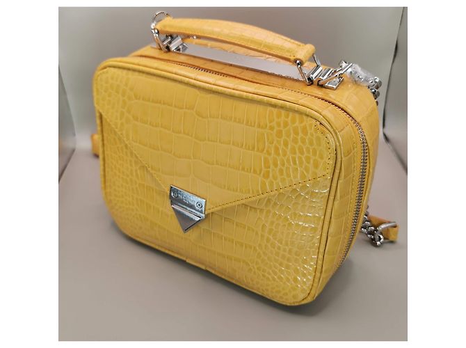 Borsa Barbara The Kooples in pelle gialla effetto coccodrillo Giallo Silver hardware - vista 2