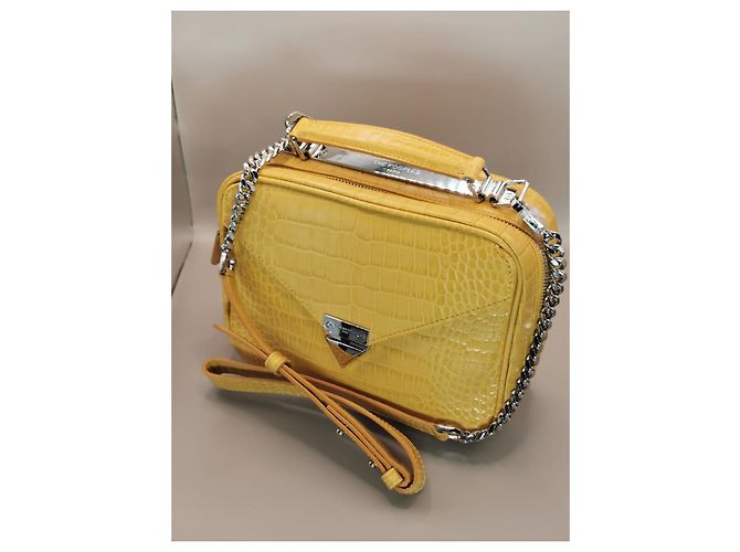 Borsa Barbara The Kooples in pelle gialla effetto coccodrillo Giallo Silver hardware - vista 3
