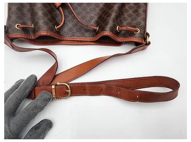 Céline Borsa con coulisse Celine Sac Seau Marrone - vista 10