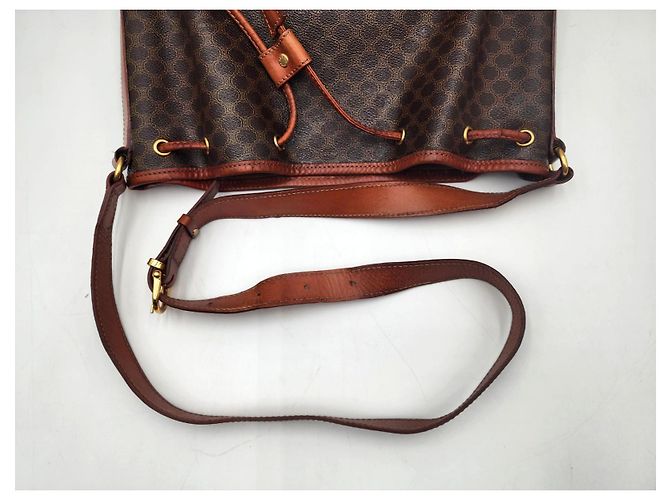 Céline Borsa con coulisse Celine Sac Seau Marrone - vista 9