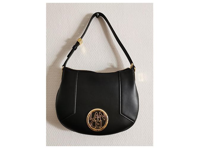 Borsa hobo Lancel in pelle nera con finiture oro Nero Gold hardware - vista 12