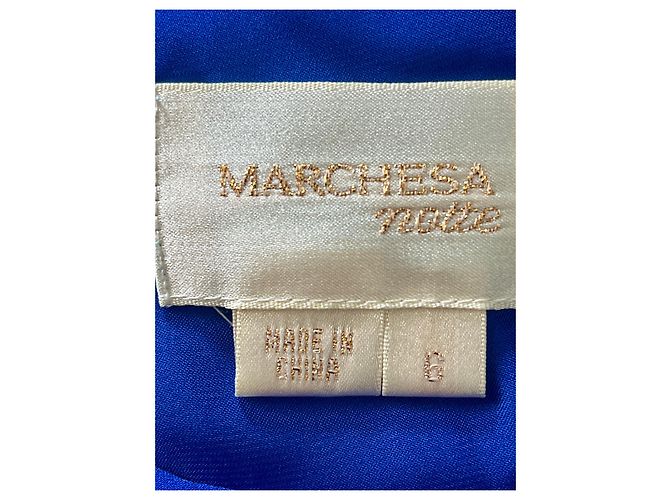 Marchesa Seidenkleid mit Schleppe in Saphirblau - Ansicht 5