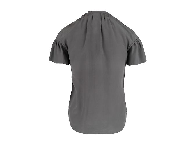 Top Moschino de seda gris con mangas plisadas - vista 3