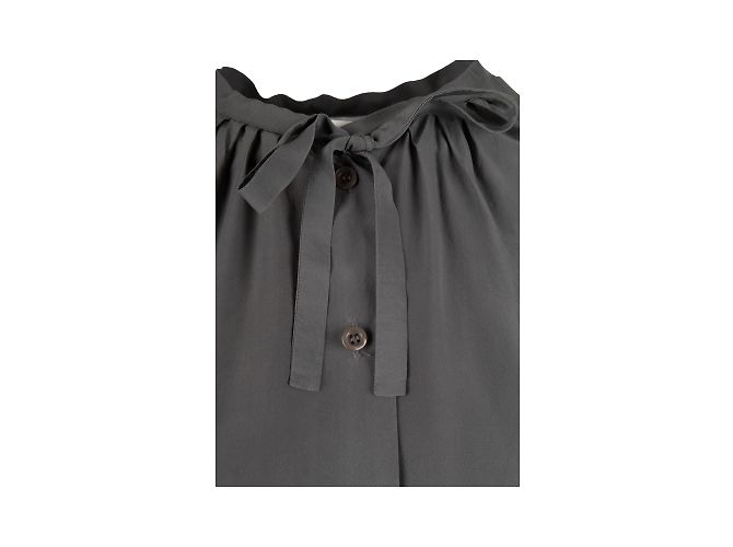 Top Moschino de seda gris con mangas plisadas - vista 4
