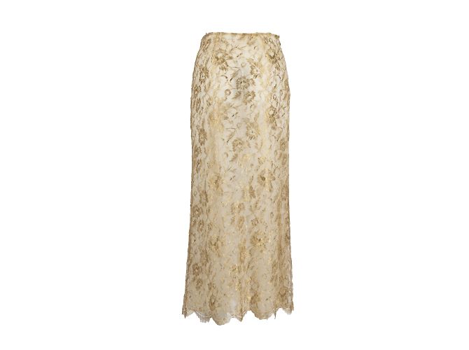 Autre Marque Colección Privée Falda de encaje brillante Dorado - vista 2