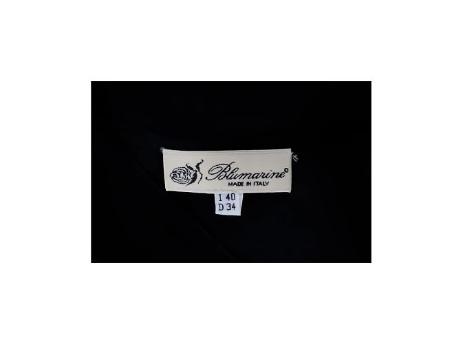 Blumarine Falda Satén Azul Marino Negro - vista 4