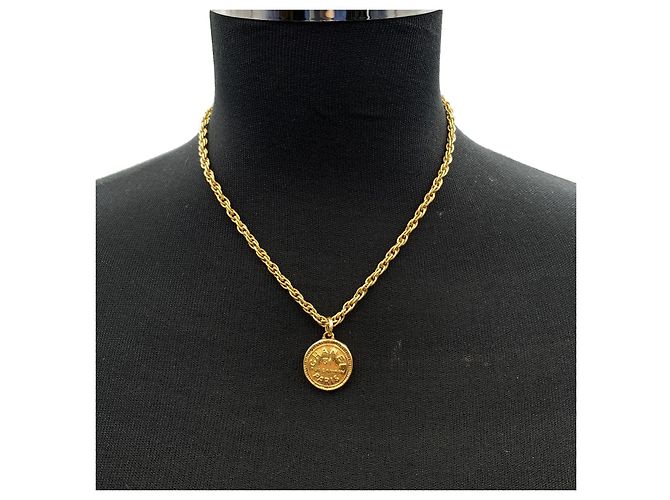 Cambon Chanel Vintage goldene Metallkette mit CC-Logo-Medaillon - Ansicht 3