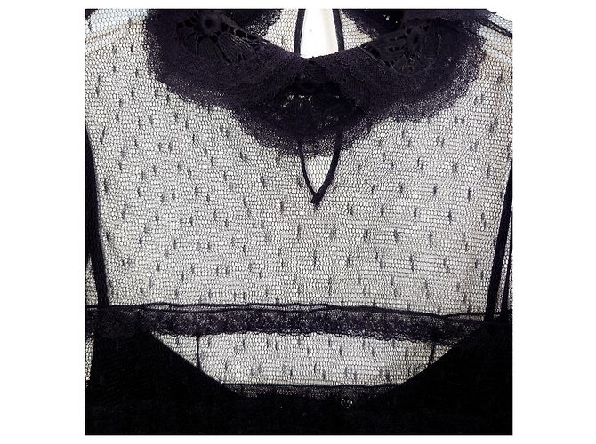 Red Valentino Schwarzes langes Spitzenkleid - Ansicht 5
