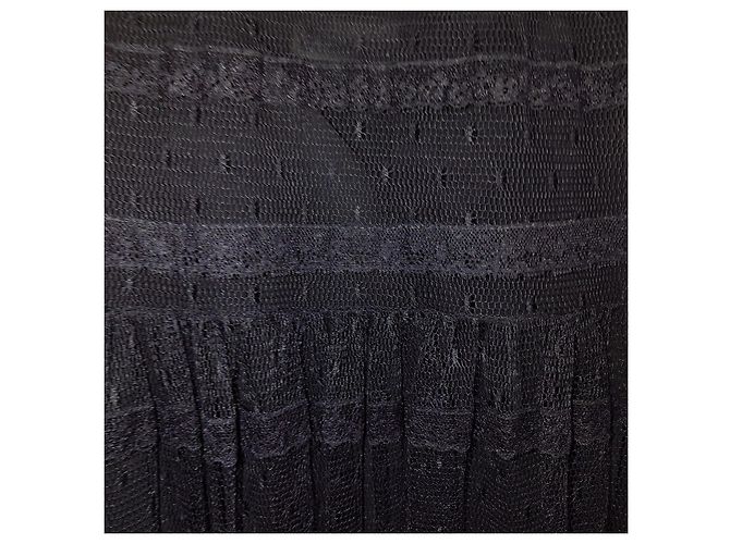 Red Valentino Schwarzes langes Spitzenkleid - Ansicht 6