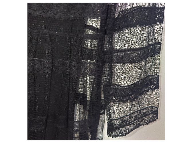 Red Valentino Schwarzes langes Spitzenkleid - Ansicht 8