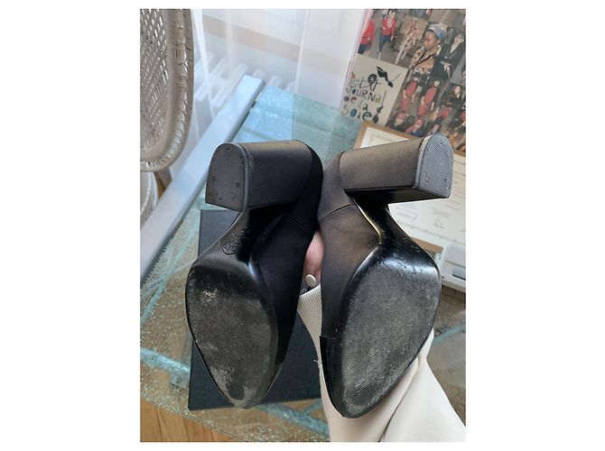 Décolleté Slingback Chanel in raso nero - vista 8