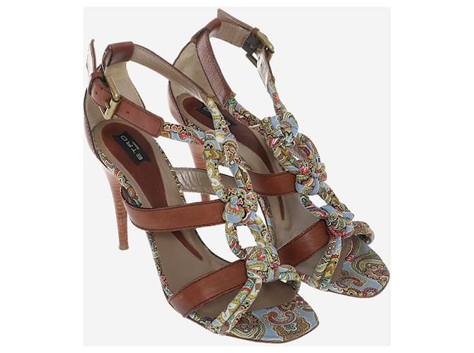 Sandali Etro in pelle e tessuto Marrone Multicolore - vista 2