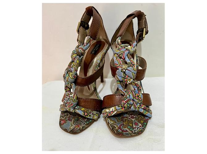 Sandali Etro in pelle e tessuto Marrone Multicolore - vista 4