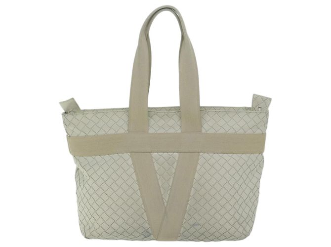 Autre Marque BOTTEGAVENETA INTRECCIATO Scorpito Einkaufstasche Leder Weiß Auth ep3175 - Ansicht 2
