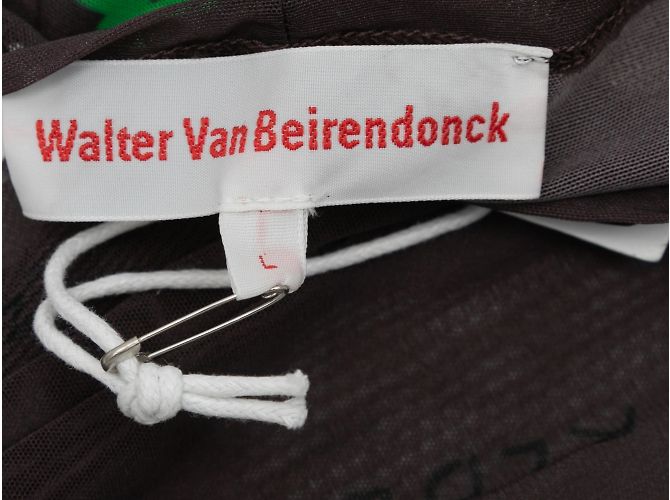 Braune und mehrfarbige Walter Van Beirendonck Netz-Tattoo-Handschuhe, Größe US L - Ansicht 5