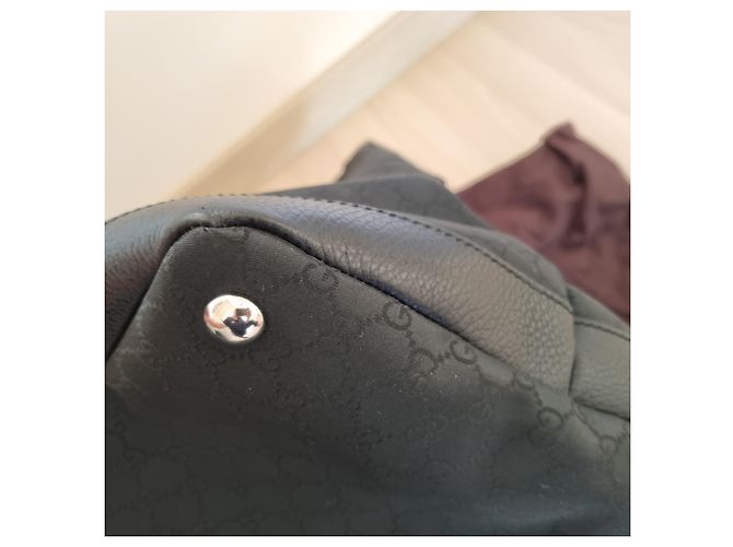 Reisetasche Weekender-Tasche GUCCI schwarzer Logo-Stoff + Staubbeutel - Ansicht 11