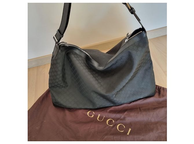 Reisetasche Weekender-Tasche GUCCI schwarzer Logo-Stoff + Staubbeutel - Ansicht 2