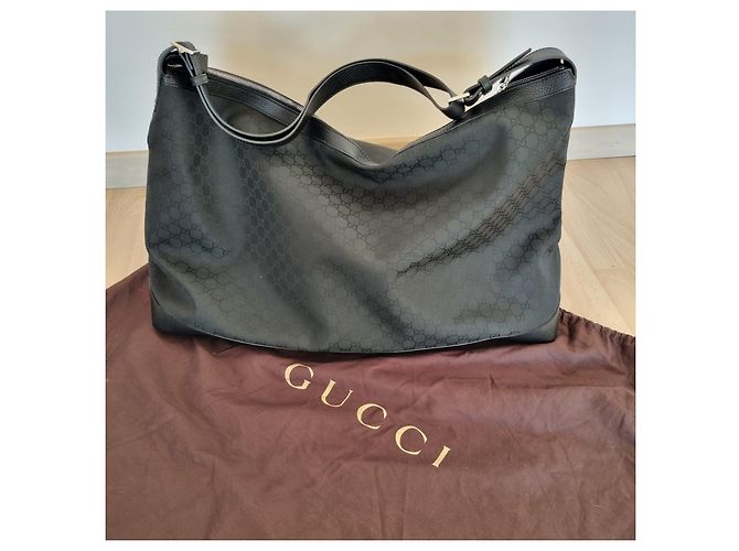 Reisetasche Weekender-Tasche GUCCI schwarzer Logo-Stoff + Staubbeutel - Ansicht 3
