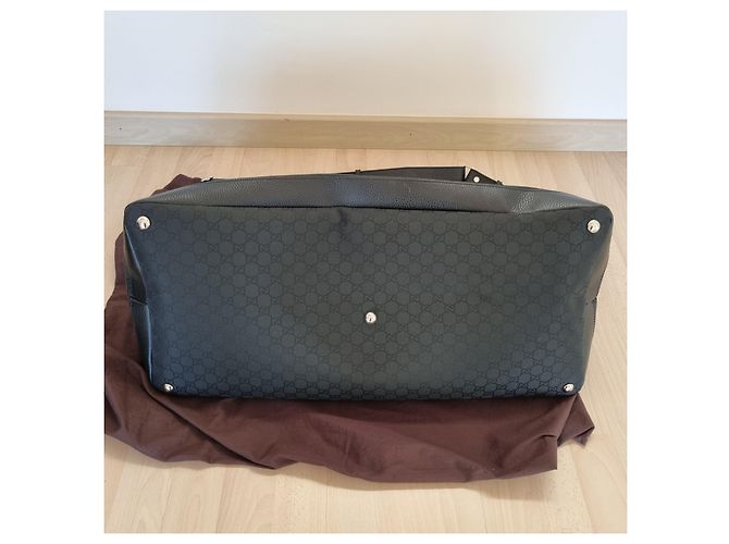 Reisetasche Weekender-Tasche GUCCI schwarzer Logo-Stoff + Staubbeutel - Ansicht 8