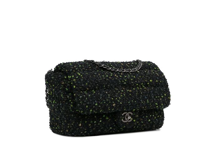 Bolsa com aba de tweed Chanel CC preta Preto - vista 2