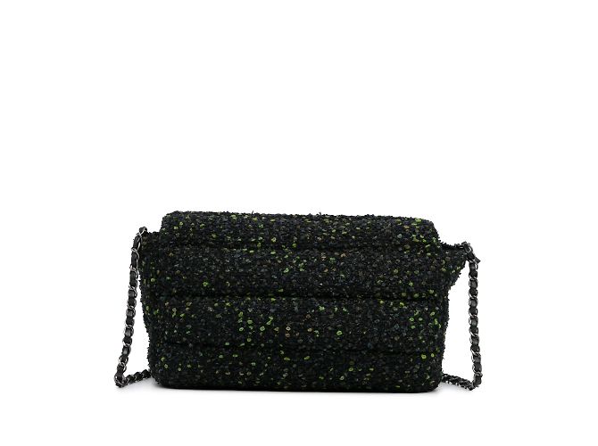 Bolsa com aba de tweed Chanel CC preta Preto - vista 4