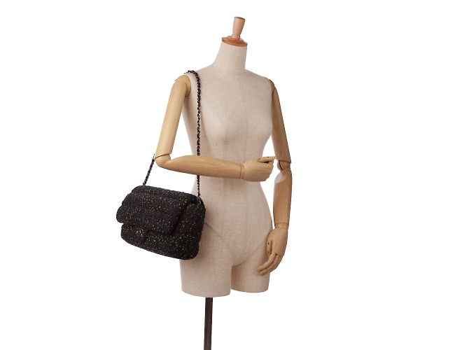 Bolsa com aba de tweed Chanel CC preta Preto - vista 9