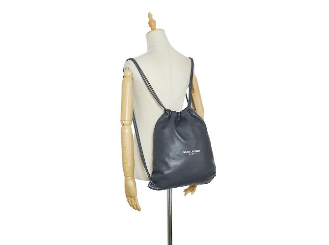 Mochila Saint Laurent Teddy Preta com Cordão - vista 12