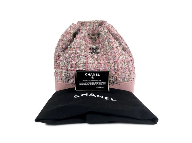 Pink Chanel Tweed Gabrielle Drawstring Backpack - view 11