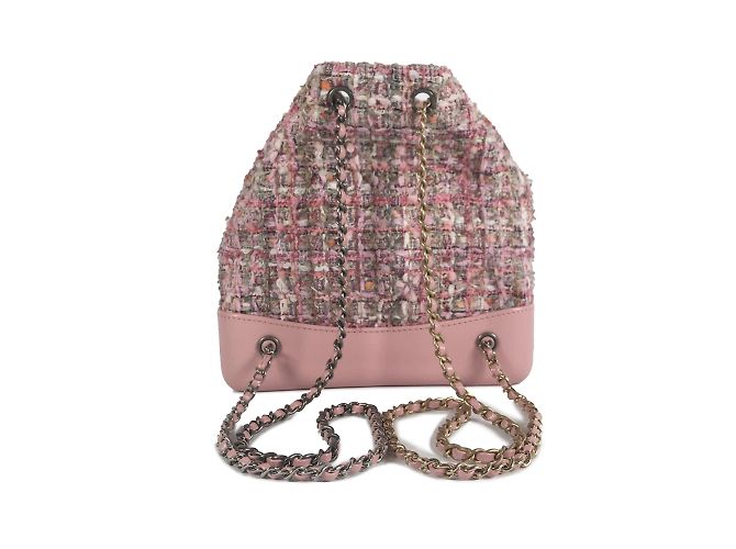 Pink Chanel Tweed Gabrielle Drawstring Backpack - view 4