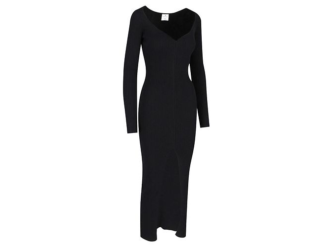 Courreges Swallow Maxikleid schwarz gerippt - Ansicht 2