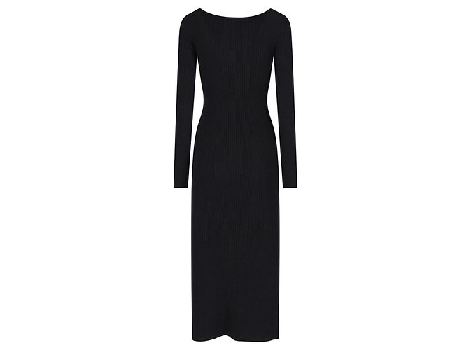 Courreges Swallow Maxikleid schwarz gerippt - Ansicht 3