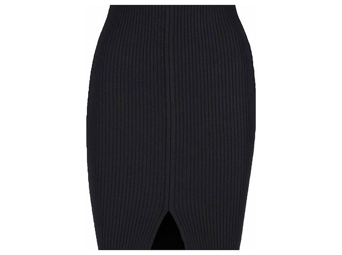 Courreges Swallow Maxikleid schwarz gerippt - Ansicht 4