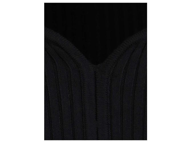 Courreges Swallow Maxikleid schwarz gerippt - Ansicht 5