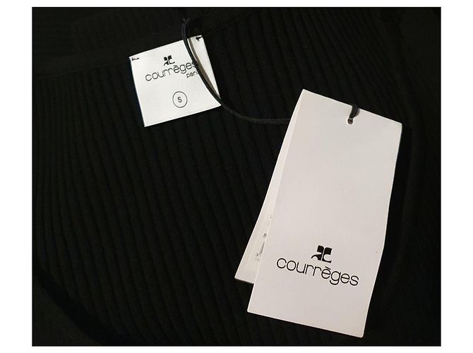 Courreges Swallow Maxikleid schwarz gerippt - Ansicht 6