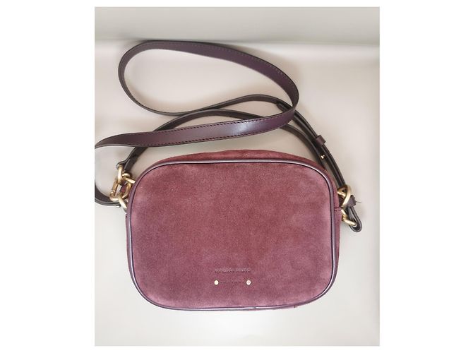 Borsa a spalla Vanessa Bruno in pelle nabuk prugna - vista 2