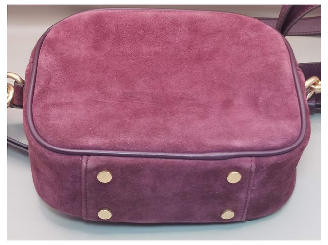 Borsa a spalla Vanessa Bruno in pelle nabuk prugna - vista 3
